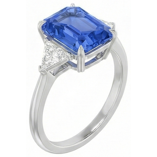3 Steine Blauer Saphir Ring Kleine Billion Natürlicher Diamant ( nicht im Labor gezüchtet )en Schmuck 2,75 Karat