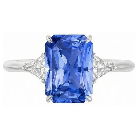 3 Steine Blauer Saphir Ring Kleine Billion Natürlicher Diamant ( nicht im Labor gezüchtet )en Schmuck 2,75 Karat