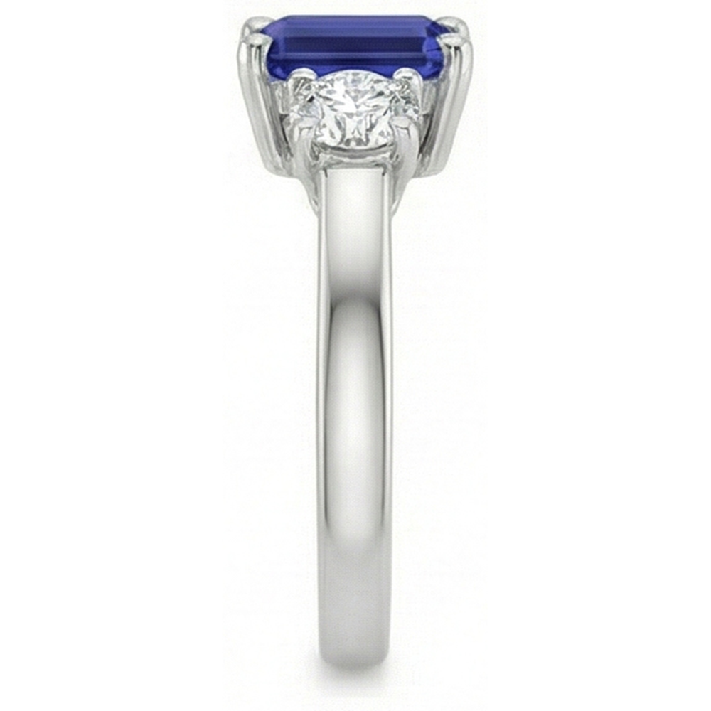 3 Steine Blauer Smaragd Saphir Aus der Erde Abgebauter Natürlicher Diamant Ring 2,50 Karat