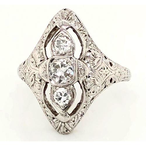 3 Steine Echt Diamant Ring alter Bergmann Antique Style 1,75 Karat Filigraner Ring