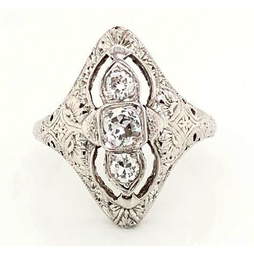 3 Steine Echt Diamant Ring alter Bergmann Antique Style 1,75 Karat Filigraner Ring