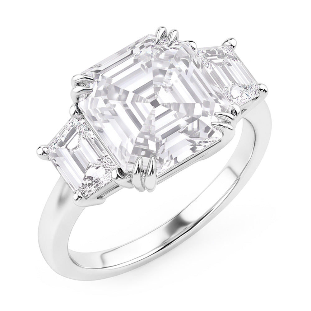 3 Steine Ehering Asscher & Trapezoid Natürliche Aus der Erde Abgebauter Natürlicher Diamanten 7,50 Karat 14K Gold