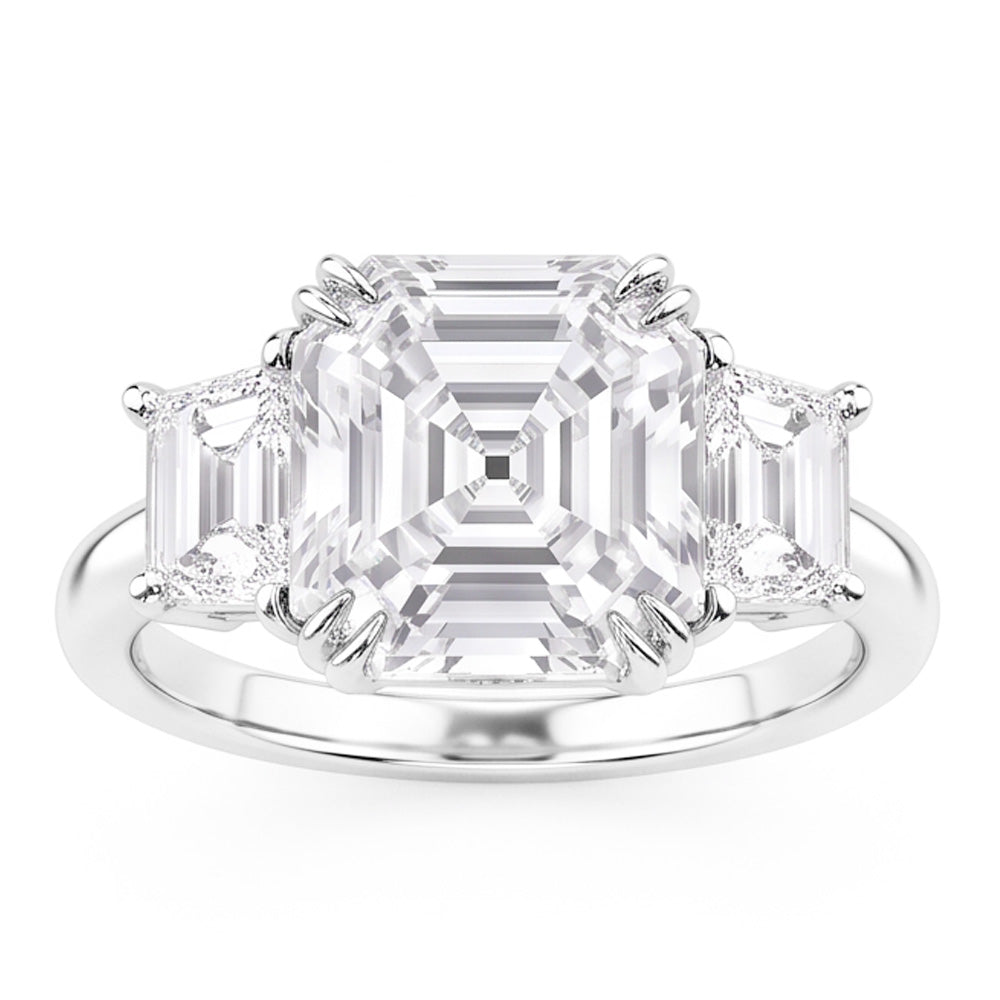 3 Steine Ehering Asscher & Trapezoid Natürliche Aus der Erde Abgebauter Natürlicher Diamanten 7,50 Karat 14K Gold