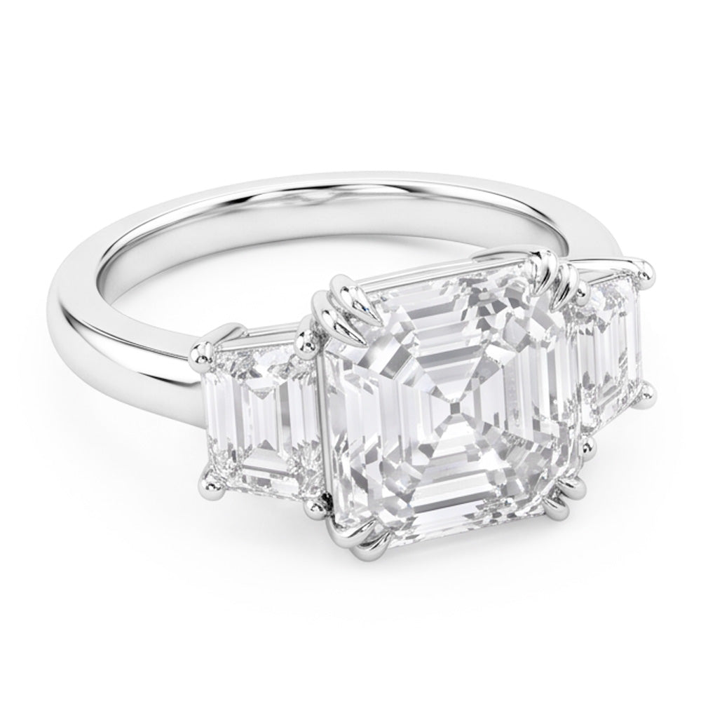 3 Steine Ehering Asscher & Trapezoid Natürliche Aus der Erde Abgebauter Natürlicher Diamanten 7,50 Karat 14K Gold