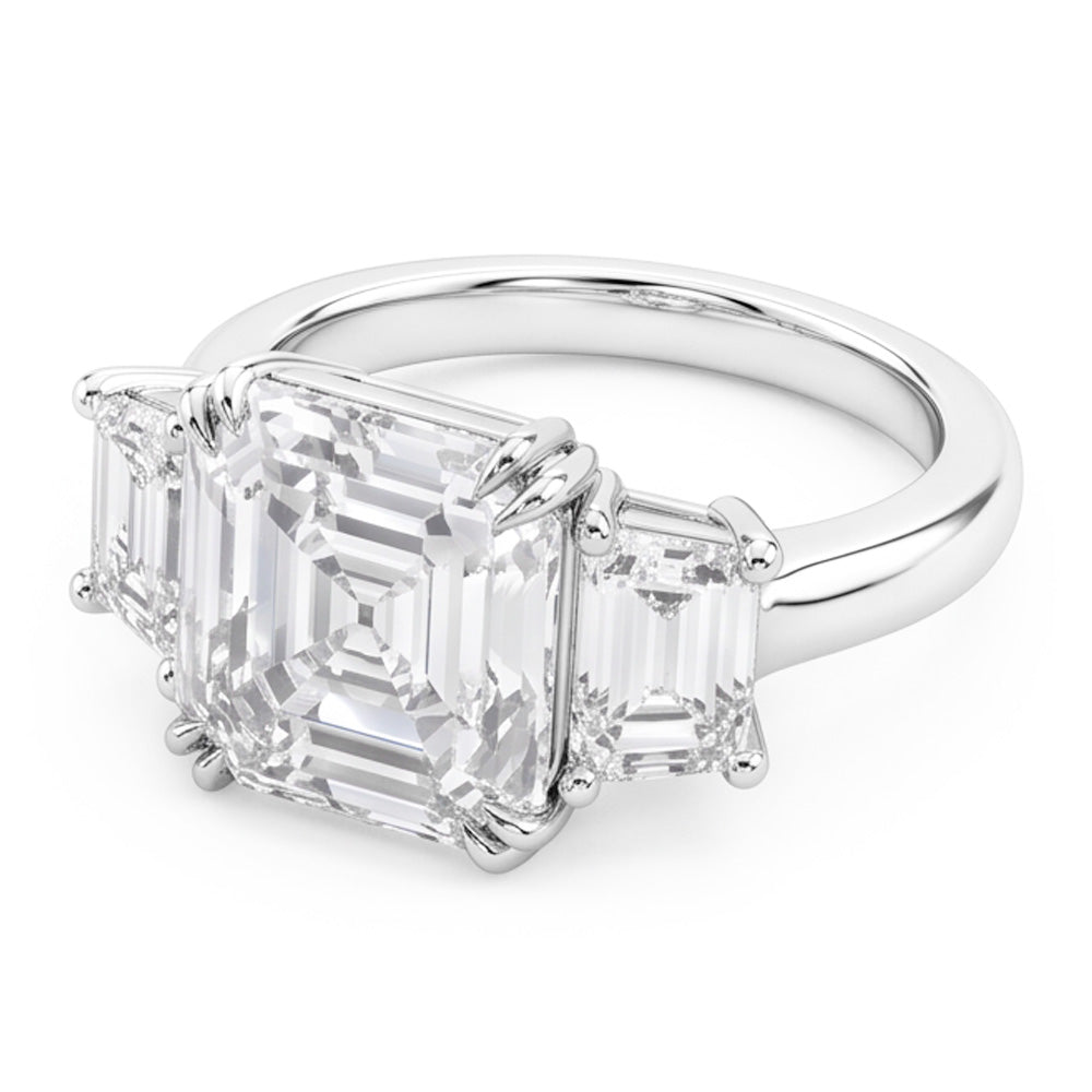 3 Steine Ehering Asscher & Trapezoid Natürliche Aus der Erde Abgebauter Natürlicher Diamanten 7,50 Karat 14K Gold