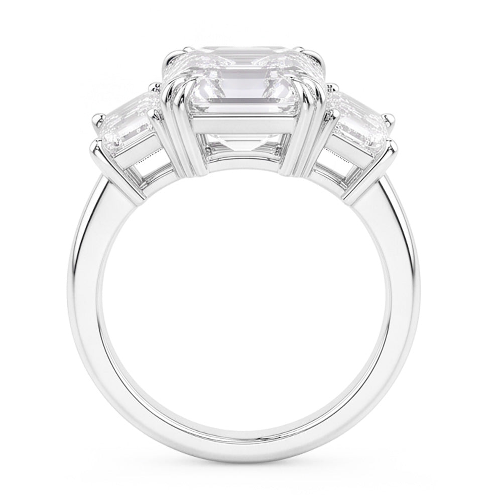 3 Steine Ehering Asscher & Trapezoid Natürliche Aus der Erde Abgebauter Natürlicher Diamanten 7,50 Karat 14K Gold