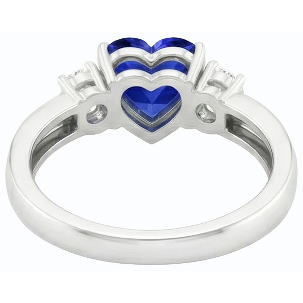 3 Steine Ehering Blaues Saphir Herz & Runde Natürlicher Diamant ( nicht im Labor gezüchtet )en 1,75 Karat