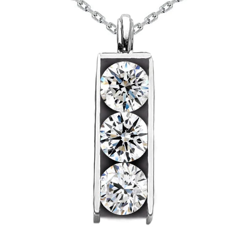 3 Steine Journey Pendant Bar Set Damenschmuck 4,50 Karat Echt Diamant