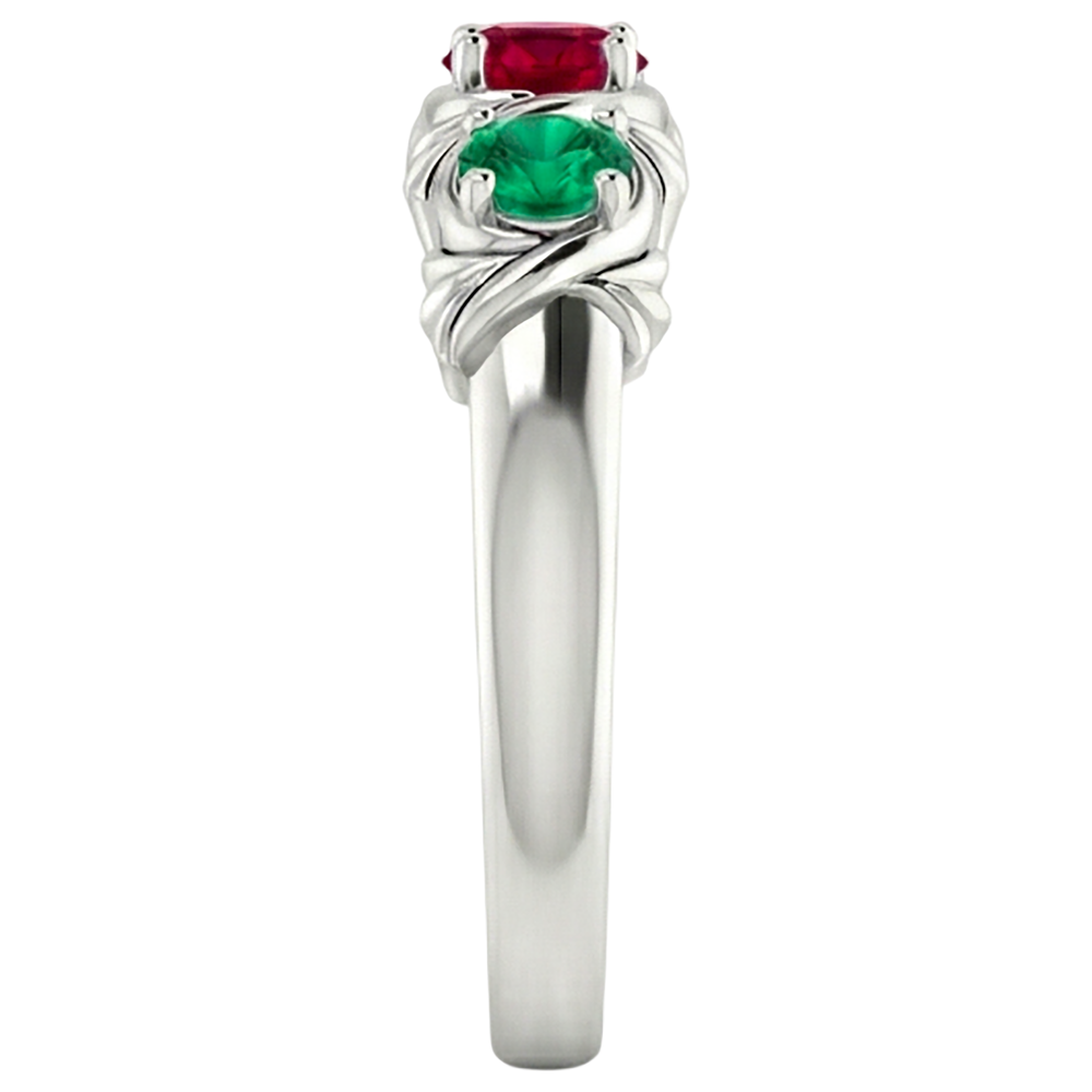 3 Steine Ring 0,60 Karat Antik-Stil Smaragd
