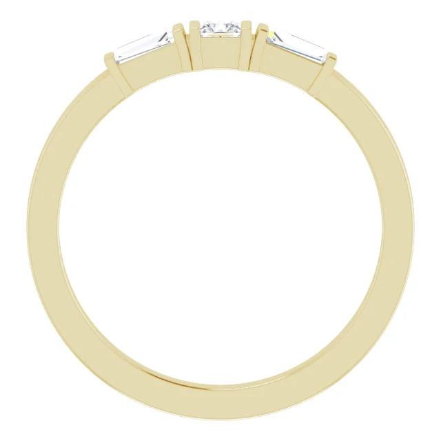 3 Steine Ring 1,10 Karat Prinzessin & Baguette Echt Diamanten Gelbgold 14K