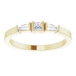 3 Steine Ring 1,10 Karat Prinzessin & Baguette Echt Diamanten Gelbgold 14K