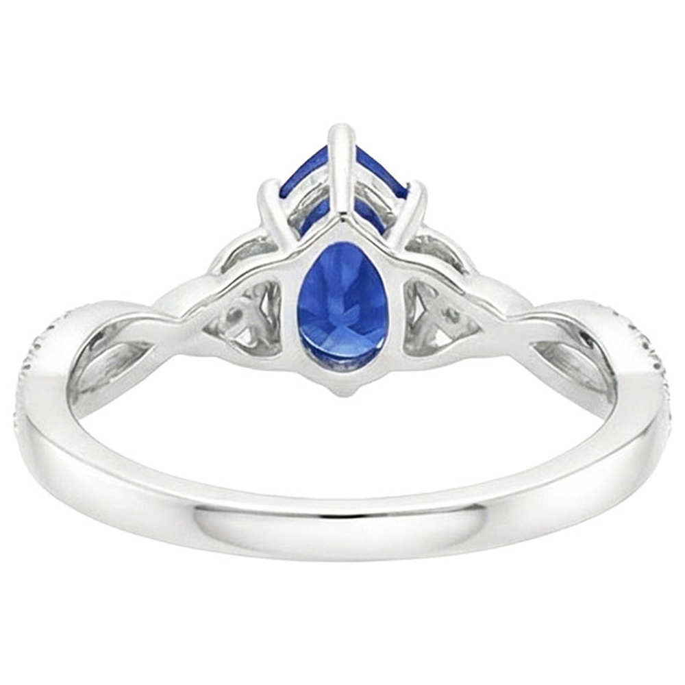 3 Steine Ring Ceylon Saphir & Runde Aus der Erde Abgebauter Natürlicher Diamant Akzente 3.75 Karat