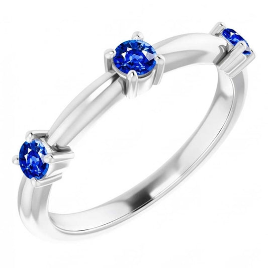 3 Steine Ring Jubiläum 0.90 Karat Ceylon Saphir Schmuck Neu