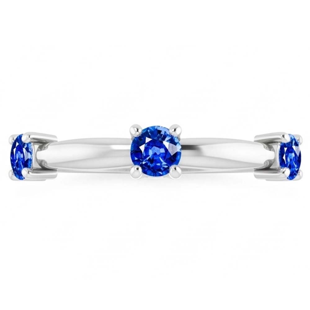 3 Steine Ring Jubiläum 0.90 Karat Ceylon Saphir Schmuck Neu