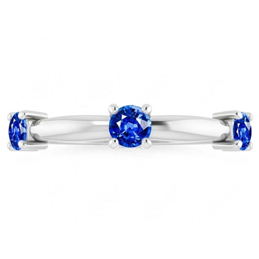 3 Steine Ring Jubiläum 0.90 Karat Ceylon Saphir Schmuck Neu