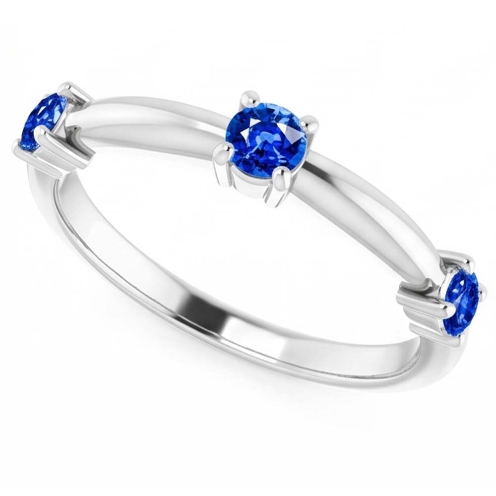 3 Steine Ring Jubiläum 0.90 Karat Ceylon Saphir Schmuck Neu
