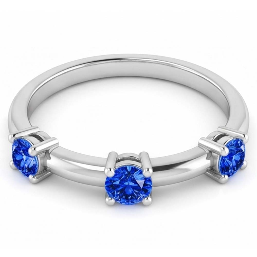 3 Steine Ring Jubiläum 0.90 Karat Ceylon Saphir Schmuck Neu