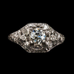 3 Steine Ring Rund Altschliff Echt Diamant Filigran Antik Stil 1.75 Karat