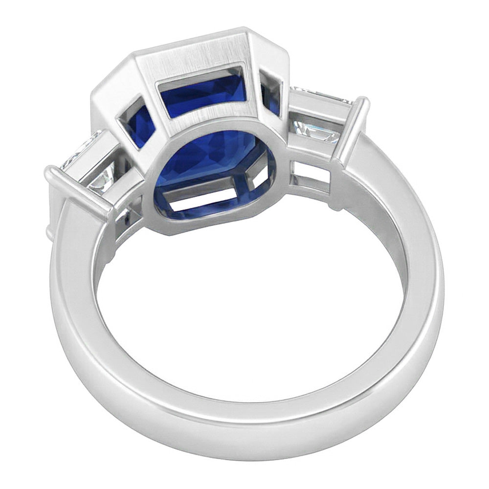 3 Steine Ring Smaragd Blue Sapphire & Princess Natürlicher Diamant ( nicht im Labor gezüchtet )s 1.50 Karat