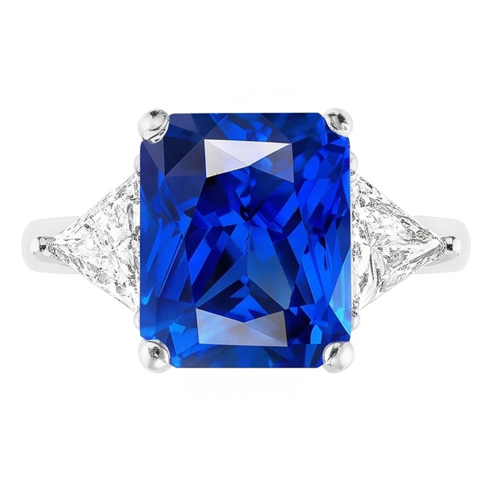 3 Steine Ring Strahlender Saphir & Trillion Natürlicher Diamant ( nicht im Labor gezüchtet )en Schmuck 2,50 Karat