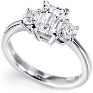 3 Steine Smaragd & Runder 3 Karat Natürliche Diamant Jubiläumsring