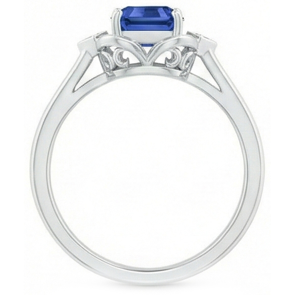 3 Steine Smaragd Saphir Ring Lünette Set Runde Natürlicher Diamant ( nicht im Labor gezüchtet )en 1,75 Karat
