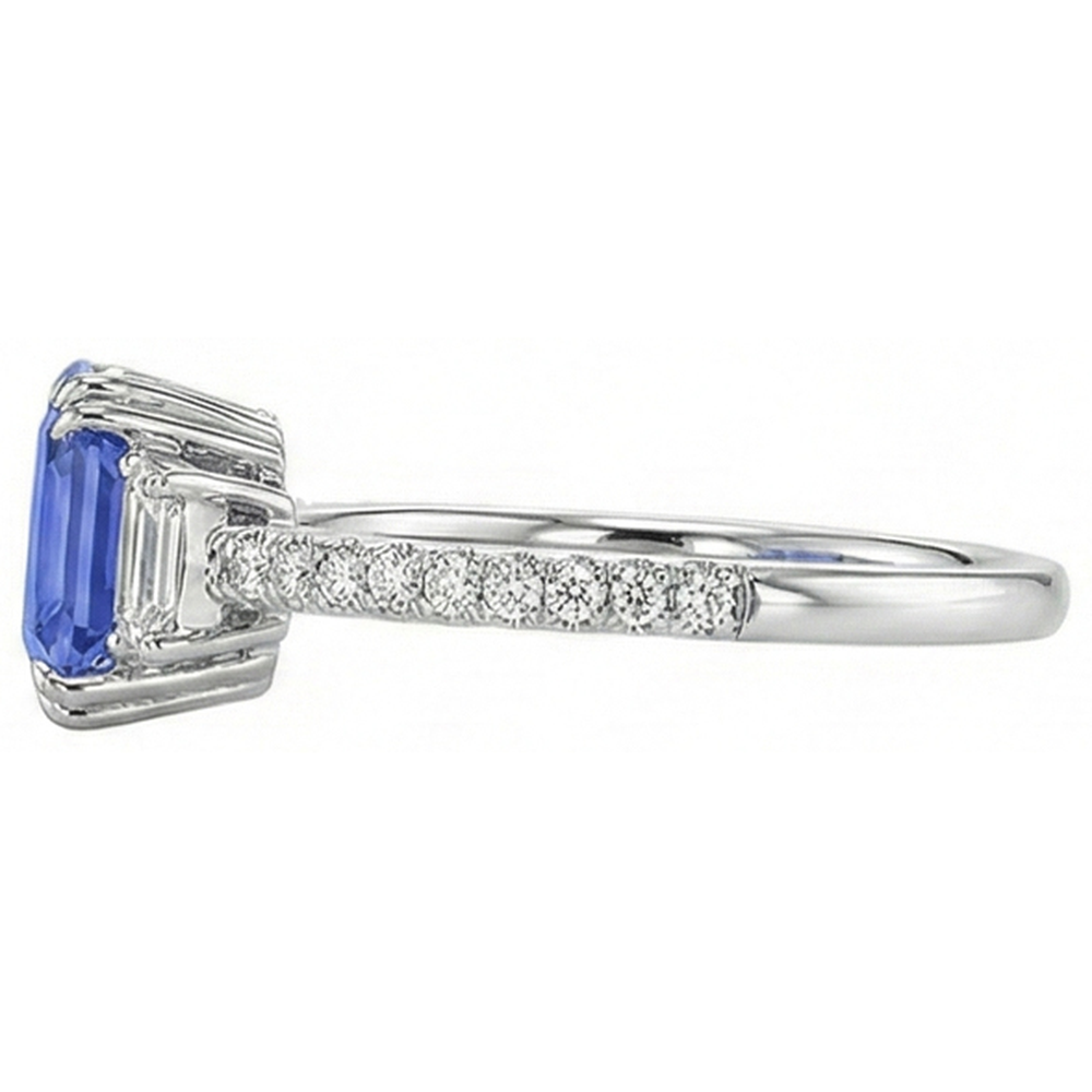 3 Steine Smaragd Srilanka Saphir Ring & Pave Set Natürlicher Diamant ( nicht im Labor gezüchtet )en 3,50 Karat