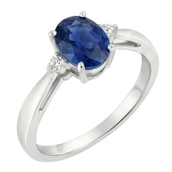 3 Steine Sri Lanka Blauer Saphir & Aus der Erde Abgebauter Natürlicher Diamant Ring 3.20 Karat Neu