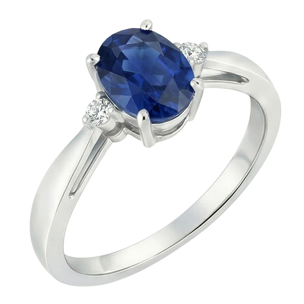 3 Steine Sri Lanka Blauer Saphir & Aus der Erde Abgebauter Natürlicher Diamant Ring 3.20 Karat Neu