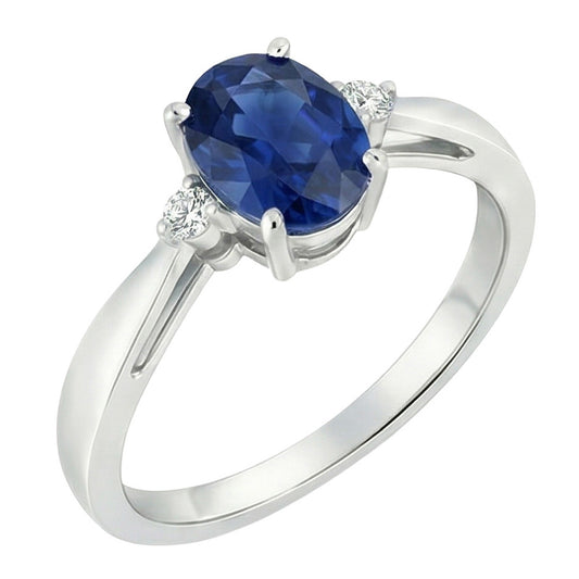 3 Steine Sri Lanka Blauer Saphir & Aus der Erde Abgebauter Natürlicher Diamant Ring 3.20 Karat Neu