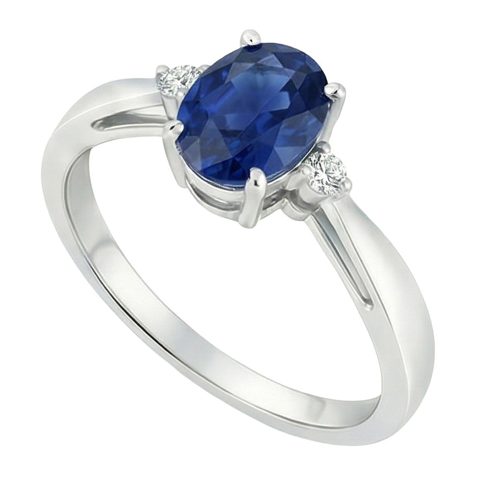 3 Steine Sri Lanka Blauer Saphir & Aus der Erde Abgebauter Natürlicher Diamant Ring 3.20 Karat Neu