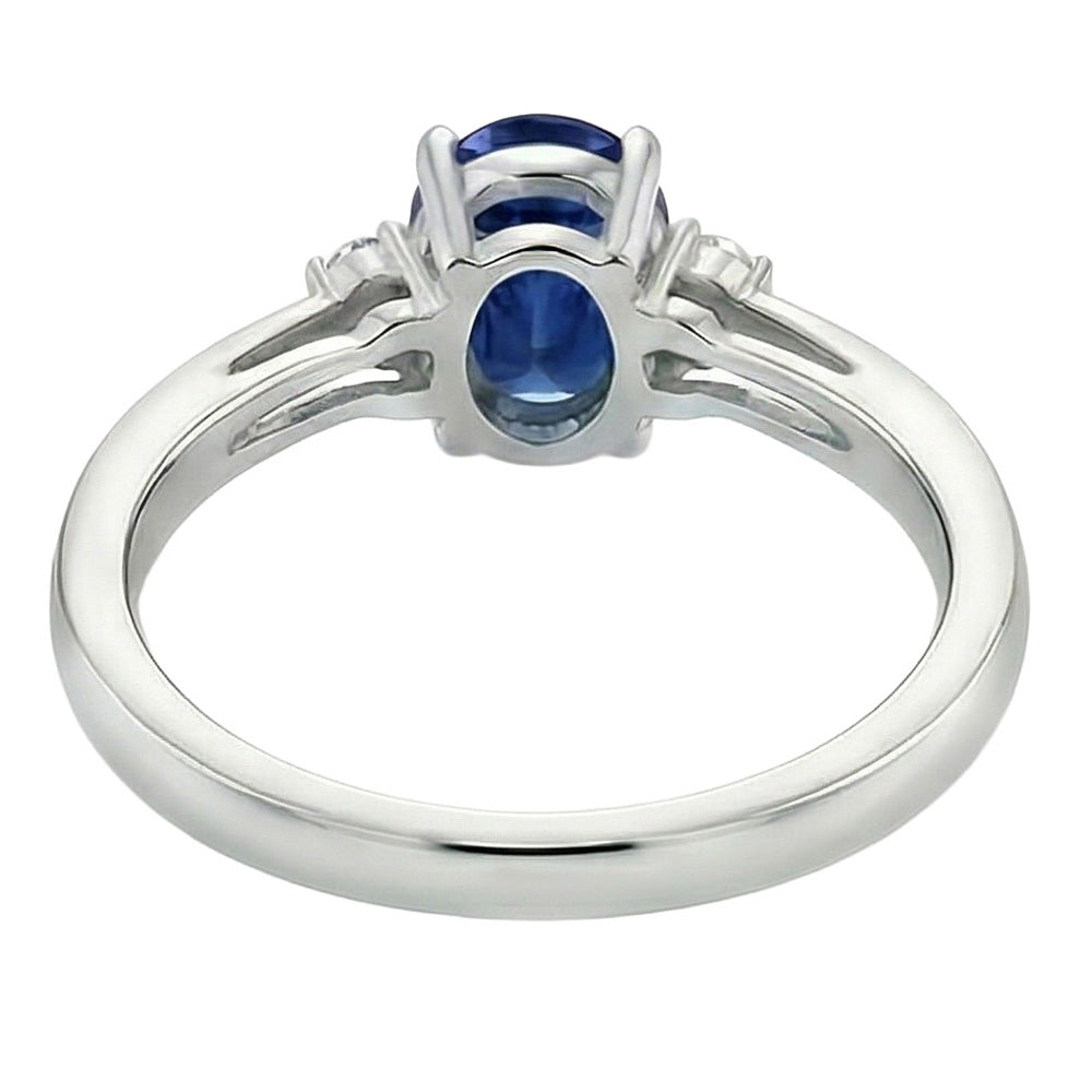 3 Steine Sri Lanka Blauer Saphir & Aus der Erde Abgebauter Natürlicher Diamant Ring 3.20 Karat Neu