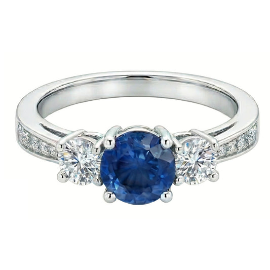 echter round saphir 3.80Karat ring Detailansicht