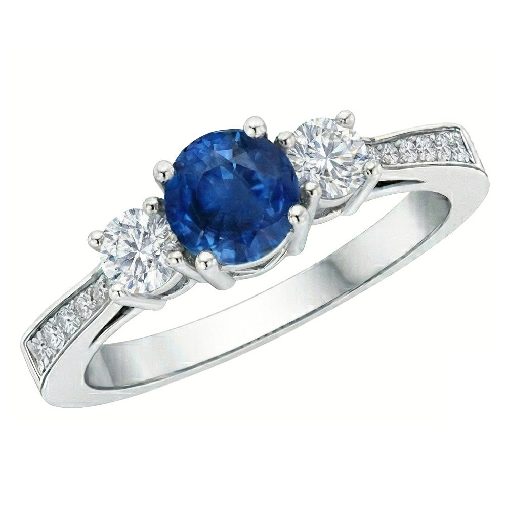 echter round saphir 3.80Karat ring Profilansicht