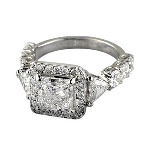 3 Steine Stil Prinzessin Natürliche Aus der Erde Abgebauter Natürlicher Diamant Jubiläumsring Weißgold 3.66 Karat
