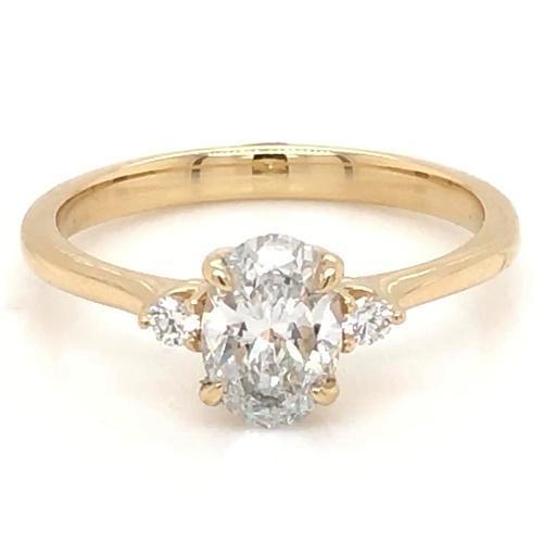 3 Steine Verlobungsring 2 Karat Oval Cut Echt Damen Gelbgold 14K