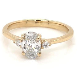 3 Steine Verlobungsring 2 Karat Oval Cut Echt Damen Gelbgold 14K