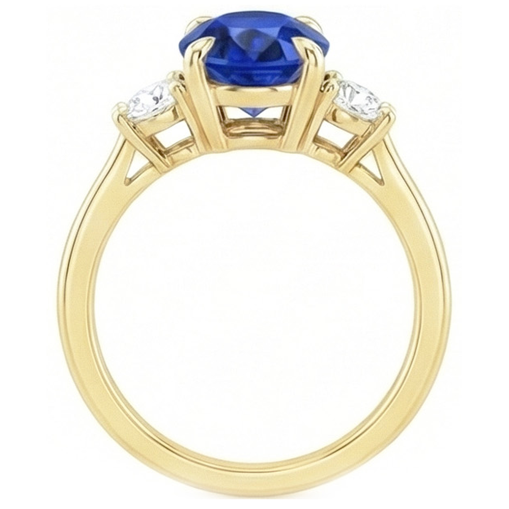echter oval diamant 3Karat ring Profilansicht