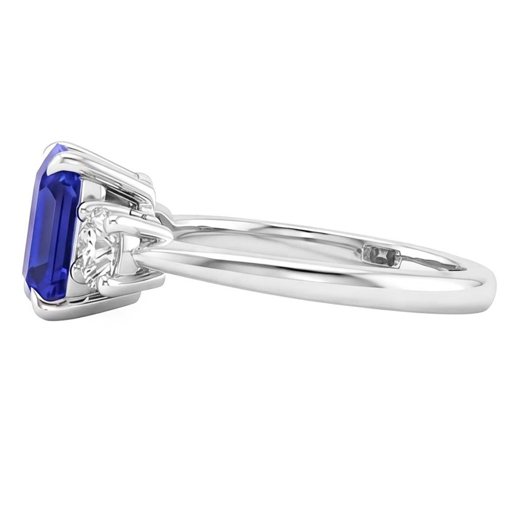 3 Steine Verlobungsring Smaragd blauer Saphir & Aus der Erde Abgebauter Natürlicher Diamant 3,50 Karat