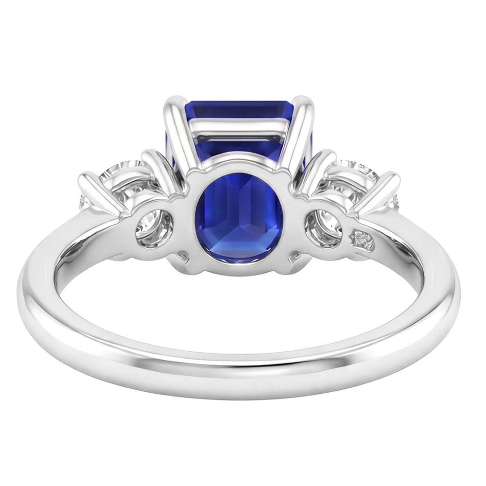 3 Steine Verlobungsring Smaragd blauer Saphir & Aus der Erde Abgebauter Natürlicher Diamant 3,50 Karat