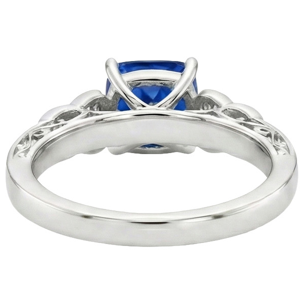 3 Steine Vintage Style Blauer Saphir Ring Runde Aus der Erde Abgebauter Natürlicher Diamanten 2,50 Karat