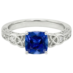 3 Steine Vintage Style Blauer Saphir Ring Runde Aus der Erde Abgebauter Natürlicher Diamanten 2,50 Karat