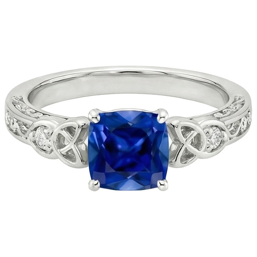 3 Steine Vintage Style Blauer Saphir Ring Runde Aus der Erde Abgebauter Natürlicher Diamanten 2,50 Karat