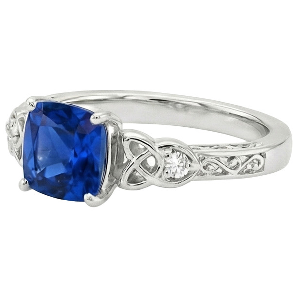 3 Steine Vintage Style Blauer Saphir Ring Runde Aus der Erde Abgebauter Natürlicher Diamanten 2,50 Karat