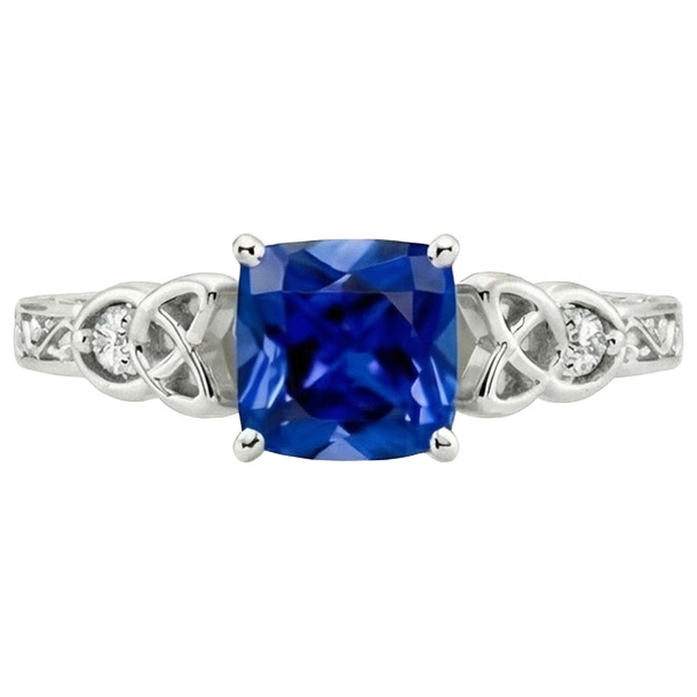 3 Steine Vintage Style Blauer Saphir Ring Runde Aus der Erde Abgebauter Natürlicher Diamanten 2,50 Karat