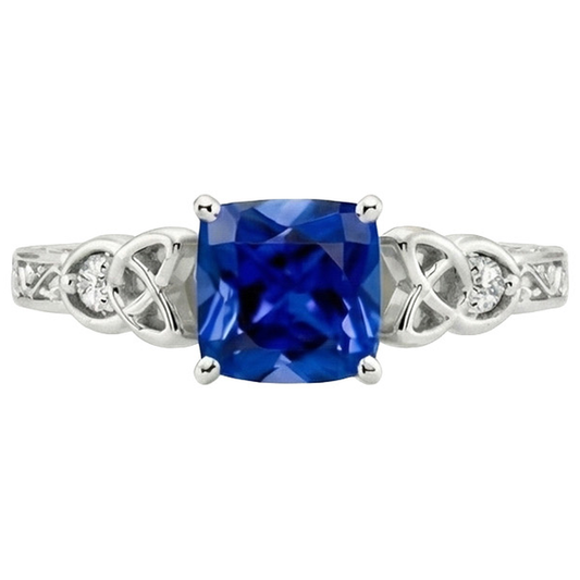 3 Steine Vintage Style Blauer Saphir Ring Runde Aus der Erde Abgebauter Natürlicher Diamanten 2,50 Karat
