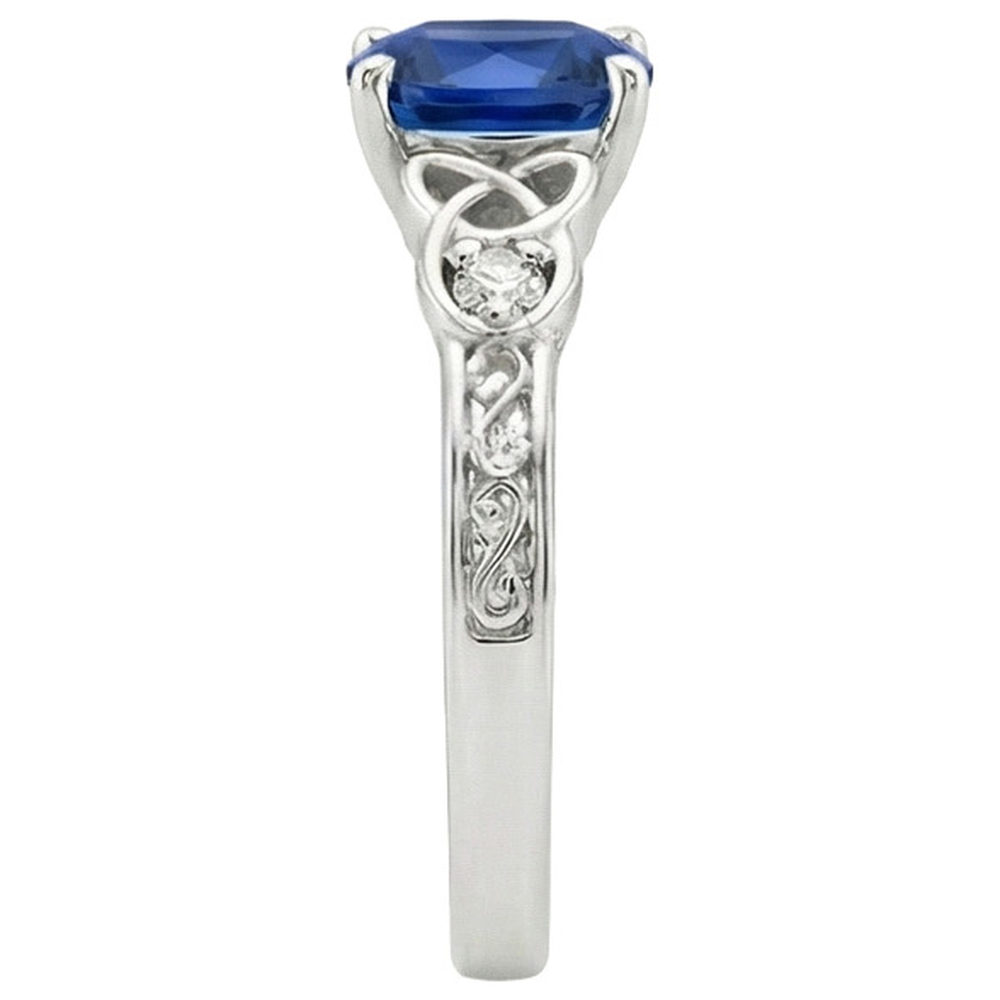 3 Steine Vintage Style Blauer Saphir Ring Runde Aus der Erde Abgebauter Natürlicher Diamanten 2,50 Karat