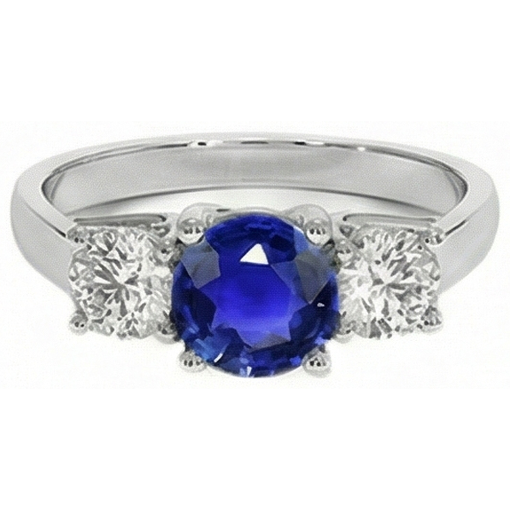 echter round saphir 4Karat ring Vorderansicht
