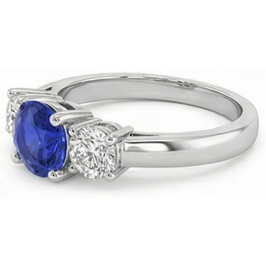 echter round saphir 4Karat ring Seitenansicht