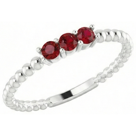 echter round rubin 0.75Karat ring Vorderansicht